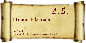 Lieber Sándor névjegykártya